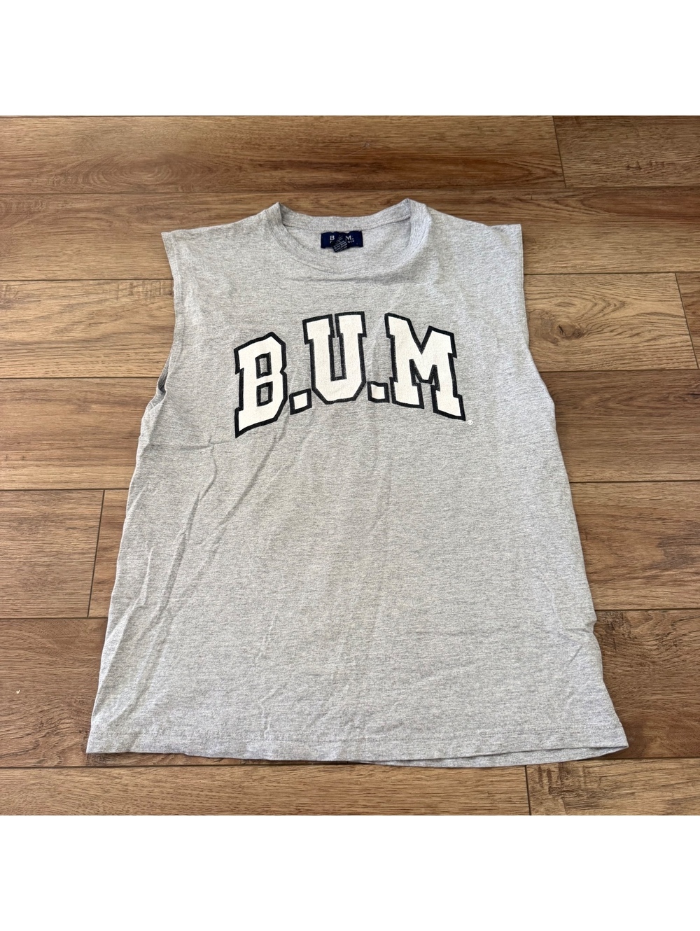 Vtg 90s B.U.M. Equipment Muscle Tank Top Gray Medium USA